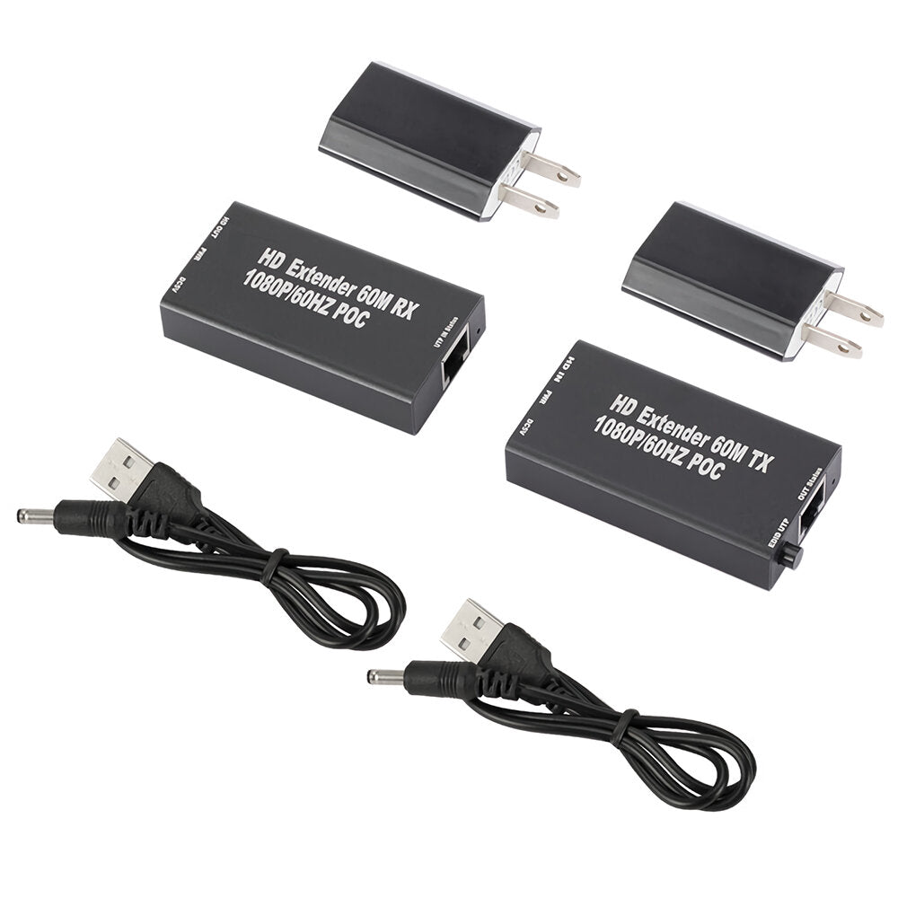 HDMI-compatible to RJ45 Network Extender 1080P HDMI-compatible Ethernet Adapter Network Repeaters (Tx + Rx)