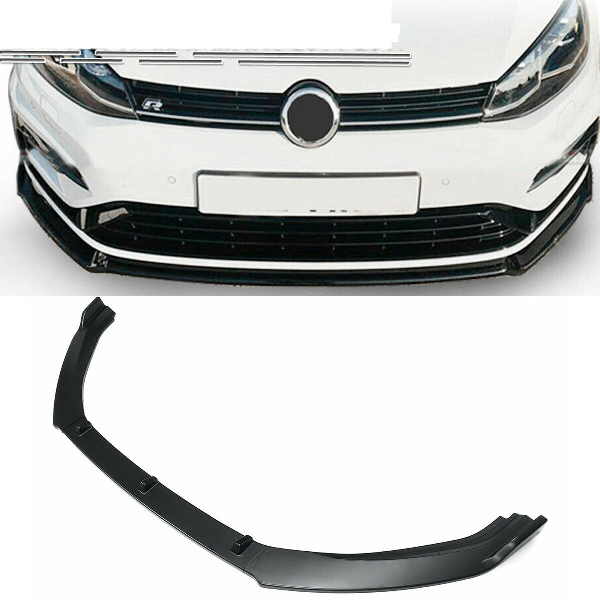3pcs Front Bumper Chin Lip Body Kit Spoiler Splitter Trim Matte Black
