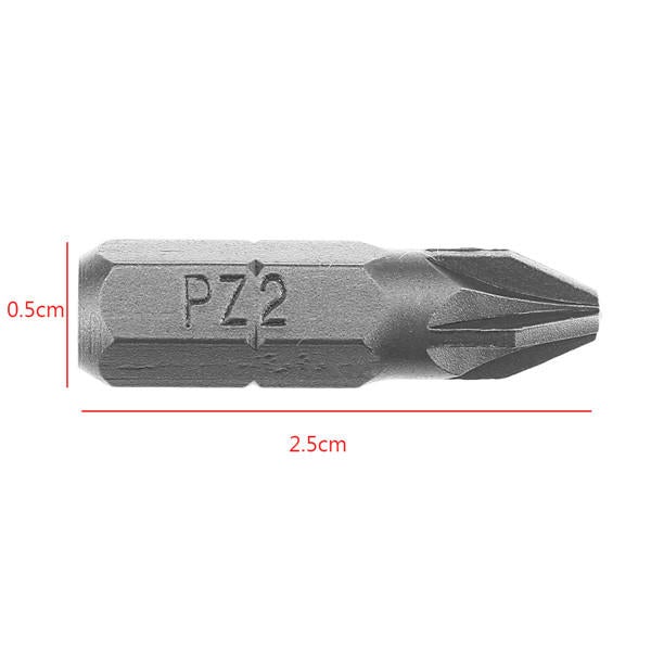 25pcs 25mm PZ2 Screwdriver Bits Set Hex Magnetic Power Tool