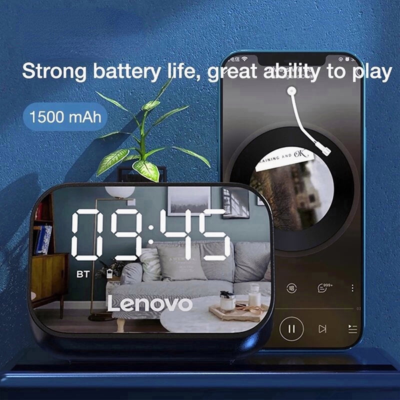 Wireless Bluetooth Speaker Alarm Clock Mirror Multifunction Speaker Stereo Surround Desktop Loudspeaker Sound Box With Mic