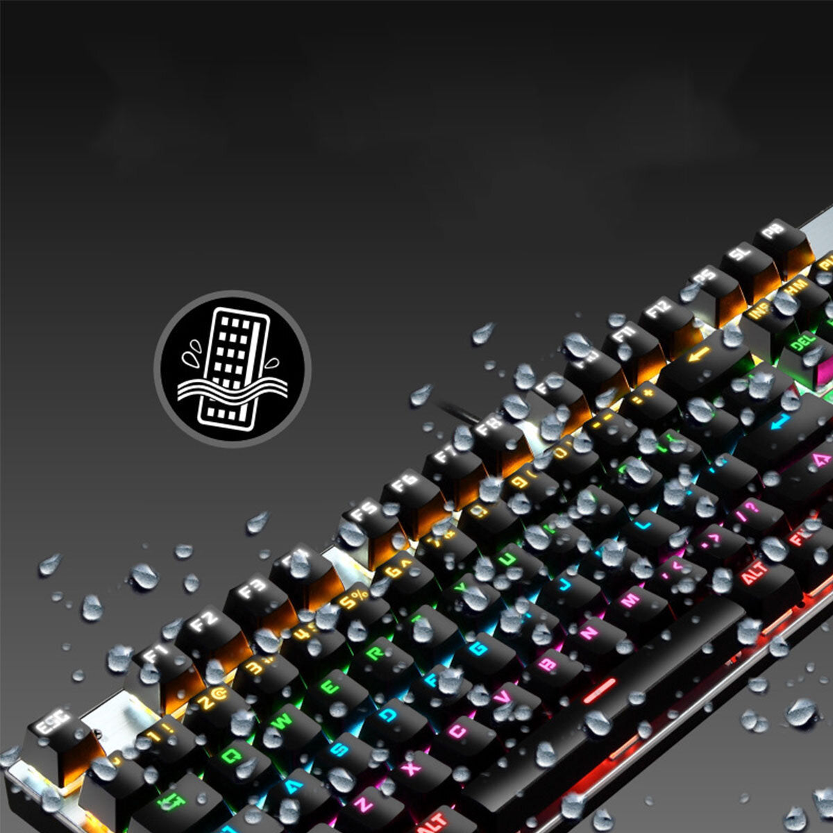 Wired Mechanical Keyboard 104 Keys RGB Backlight Blue Switch Waterproofd USB Gaming Keyboard for Laptop Desktop PC