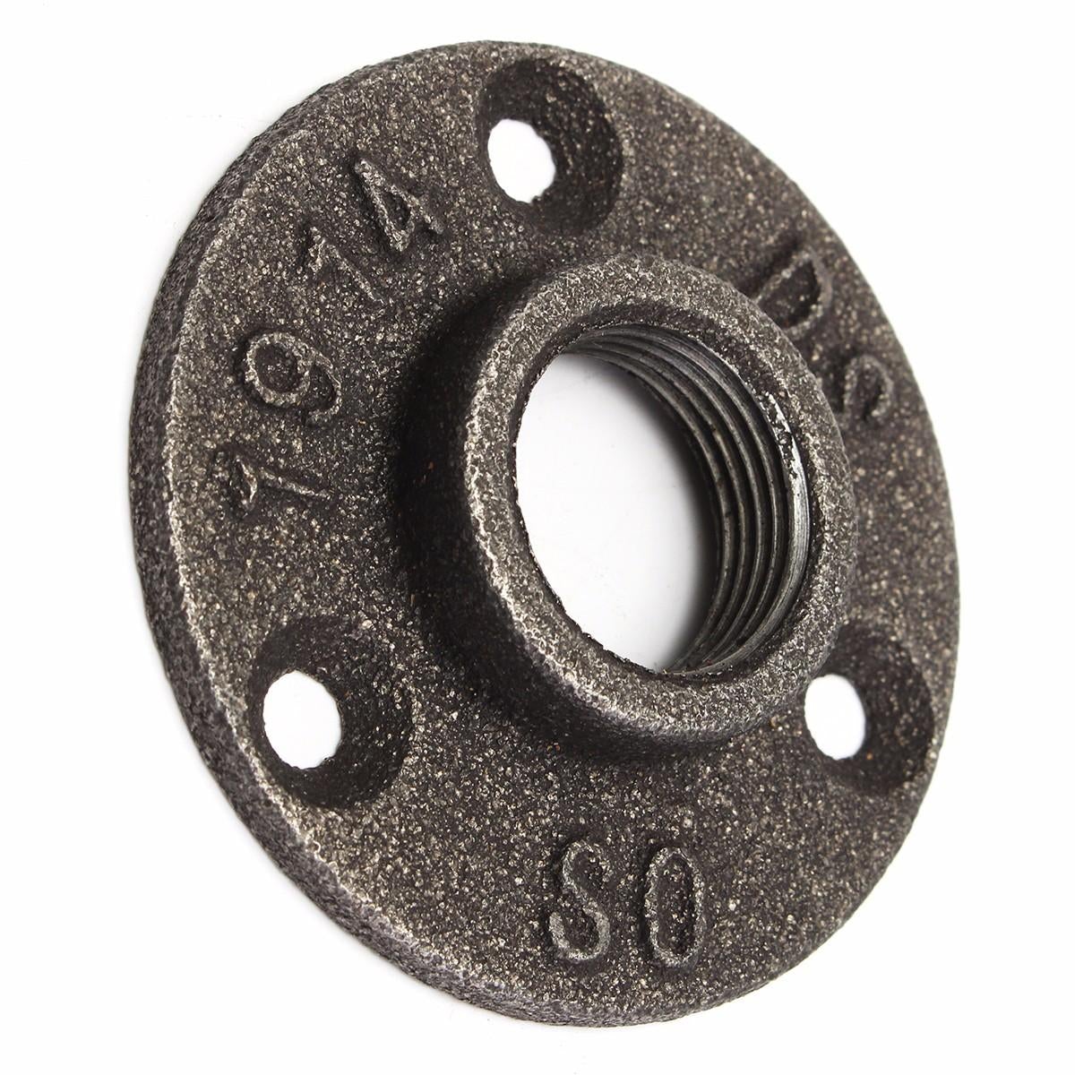 10pcs 3/4 Inch Black Malleable Threaded Floor Flange Iron Pipe Fittings Wall Mount