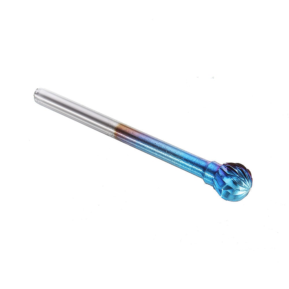 10Pcs 3mm Shank Blue Nano Tungsten Carbide Burrs 6mm Head Rotary File Set