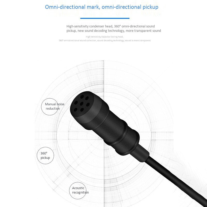 Wired microphone Clip-on Lavalier Noise Reduction Omni-directional Dual Mics for Smart Phone Camera Recording
