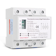 63A 80A 380V Auto-recovery Protective Device Mounted DIN Rail Self Reconnect Surge 3 Phase Protector