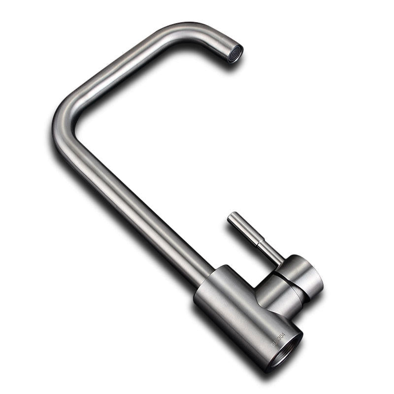 Stainless Kitchen Sink Faucet Single Handle Rotation Spout Deck Cold and Hot Water