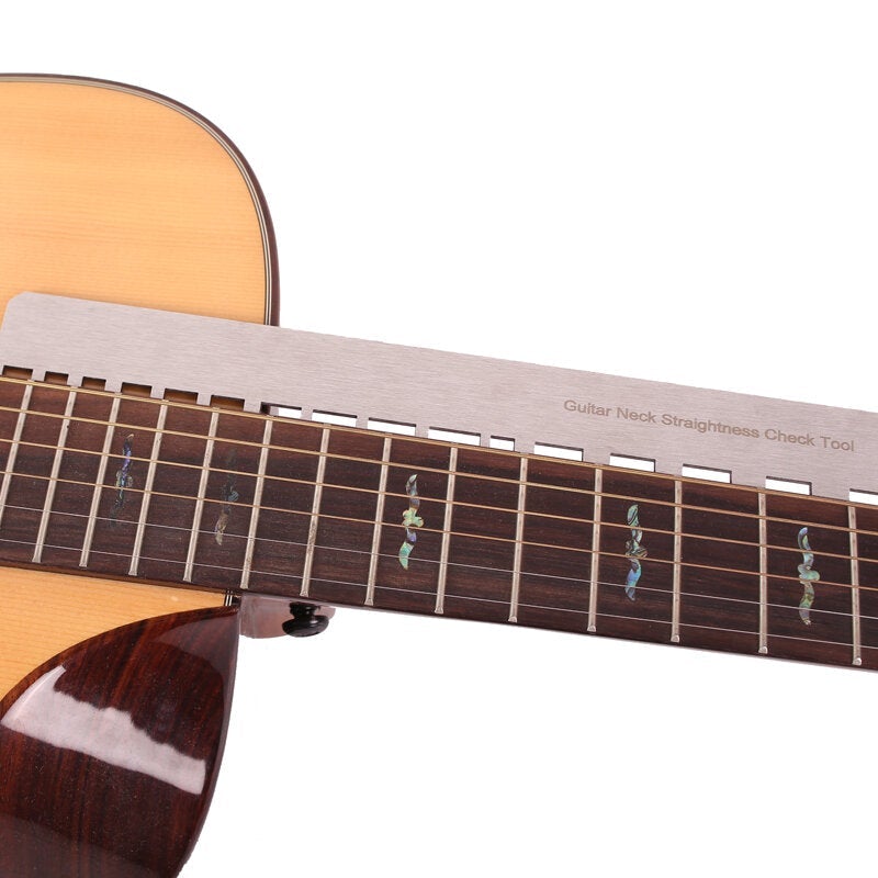 Guitar Neck Notched Straight Edge Luthiers Tool Aluminum Guitar Ruler Measuring for Most Electric Guitars for Fretboard and Fret