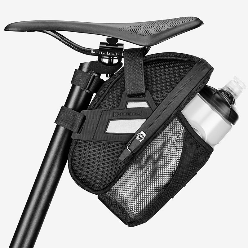 Bicycle Double Zipper Reflective Capacity Water Tail Bag Bottle Pocket