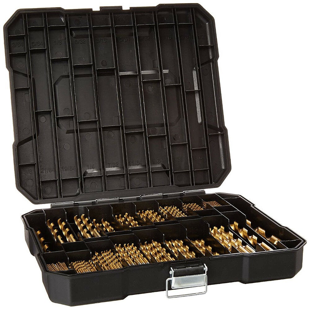 230pcs Titanium Coated Twisted Drill Bit Set HSS with Black Plastic Box Alloy