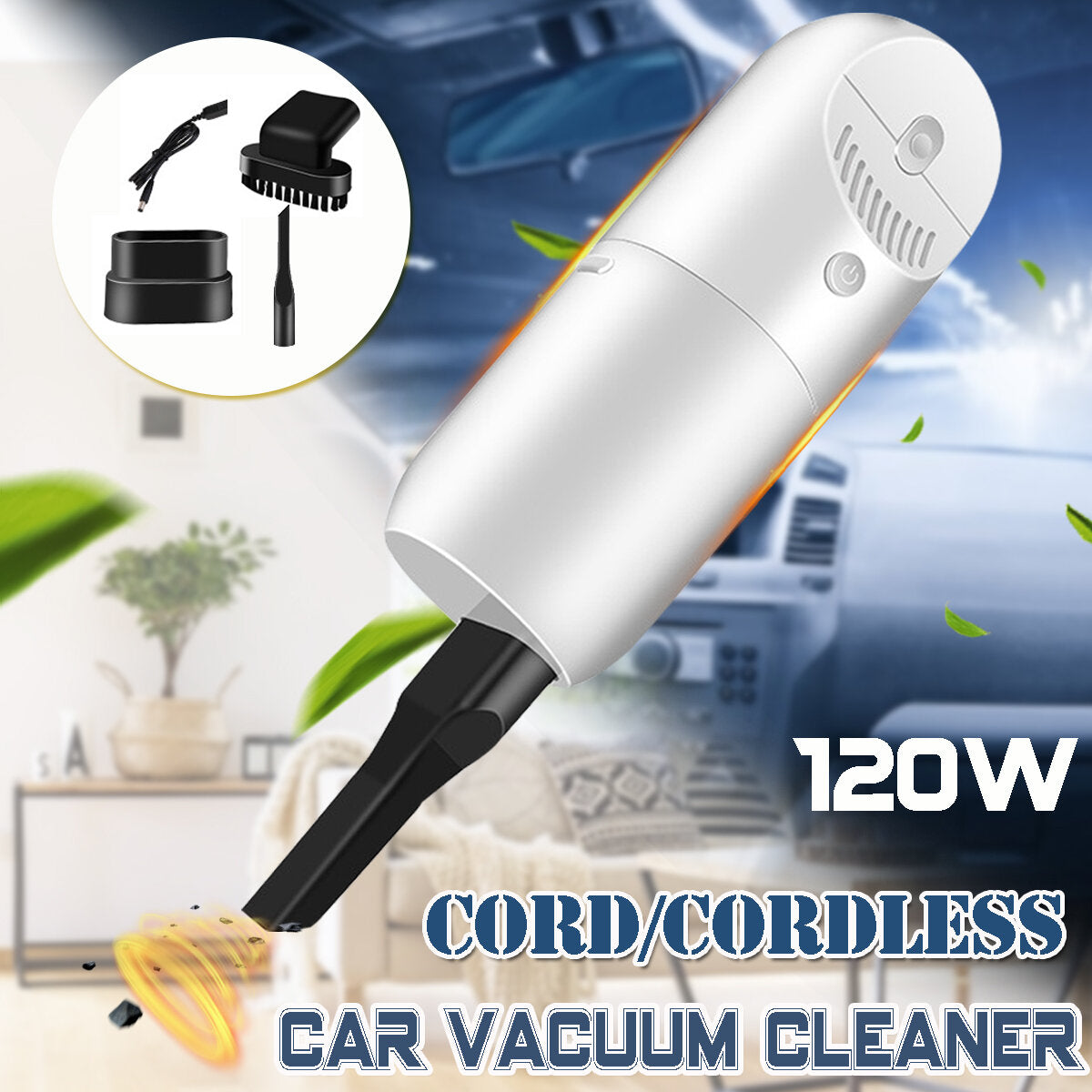 12V 120W Car Vacuum Cleaner Portable Wet Dry Use Ligweight Handheld Duster 4500rpm 3500Pa Powerful Suction