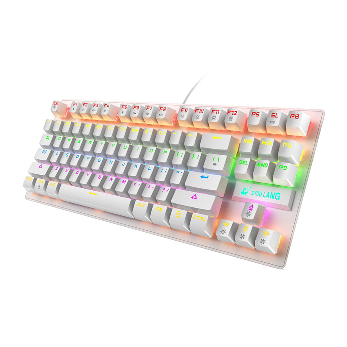 87 Keys Mechanical Keyboard Wired Rainbow Backlight Blue Switch Gaming Keyboard for Laptop Computer PC Gamer