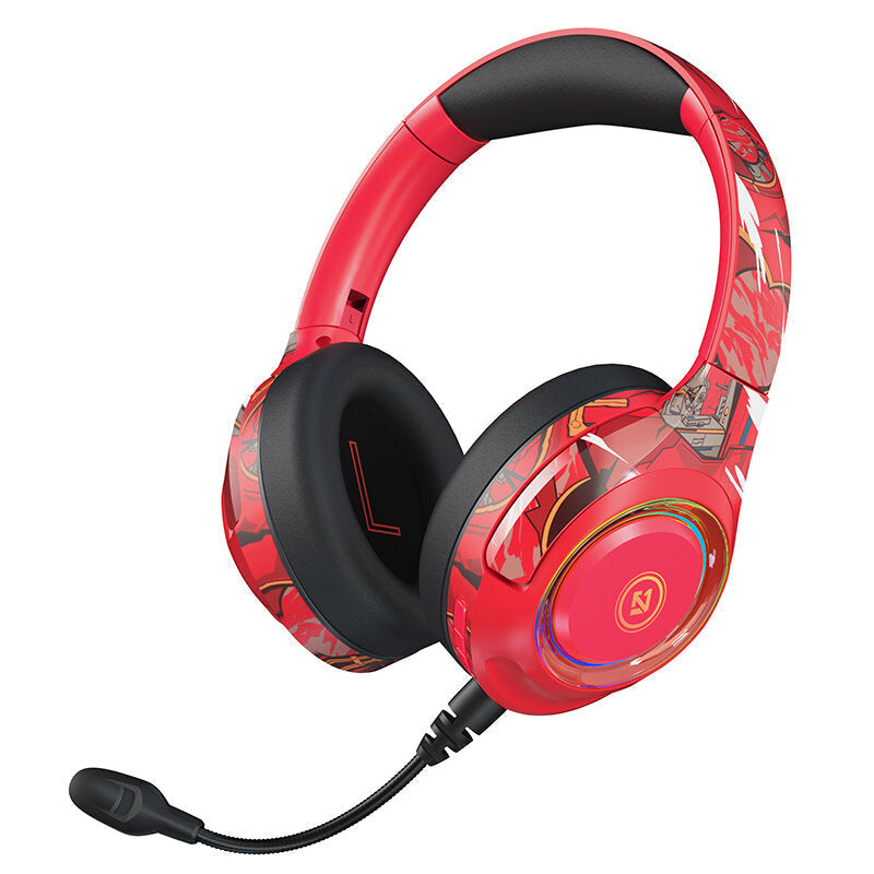 Gaming Headphones 40mm Diaphragm Bluetooth 5.1 Head-Mounted Long Endurance Wireless Headset with Detachable Mic for Game