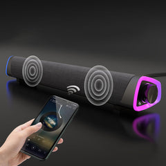 3D Surround Soundbar Bluetooth 5.0 Speaker Wired Computer Speakers Stereo Subwoofer Sound Bar for Laptop PC Theater TV Aux 3.5mm
