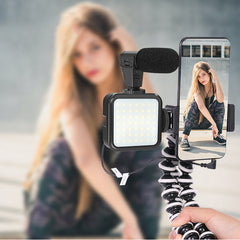 Professional Vlog Photography Kits with microphone Flexible Tripod Cell Phone Holder Clip 36 LED Fill Light for Camera Video Shooting Live Vlogging