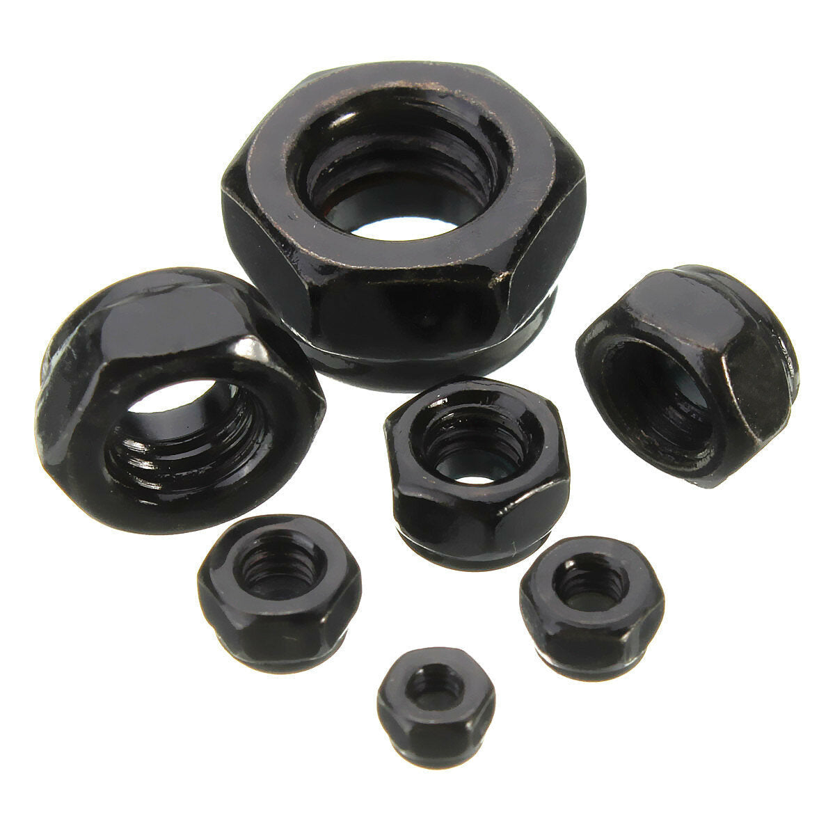 50pcs Carbon Steel Hex Nut Nylon Insert Lock Nut M2/M2.5/M3/M4/M5/M6/M8/M10/M12