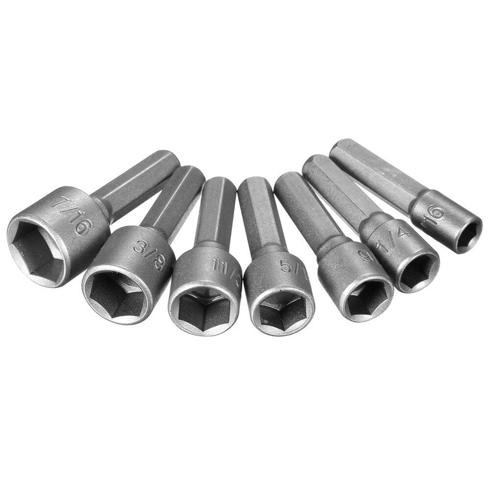14pcs 1/4 Inch Hex Shank Power Nut Driver Drill Bit Set SAE Metric Socket Wrench Screw Screwdriver