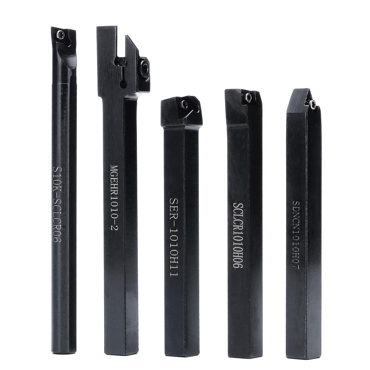 5pcs 10mm Shank Lathe Turning Tool Holder Boring Bar CNC Tools Set with Carbide Inserts and Wrenches
