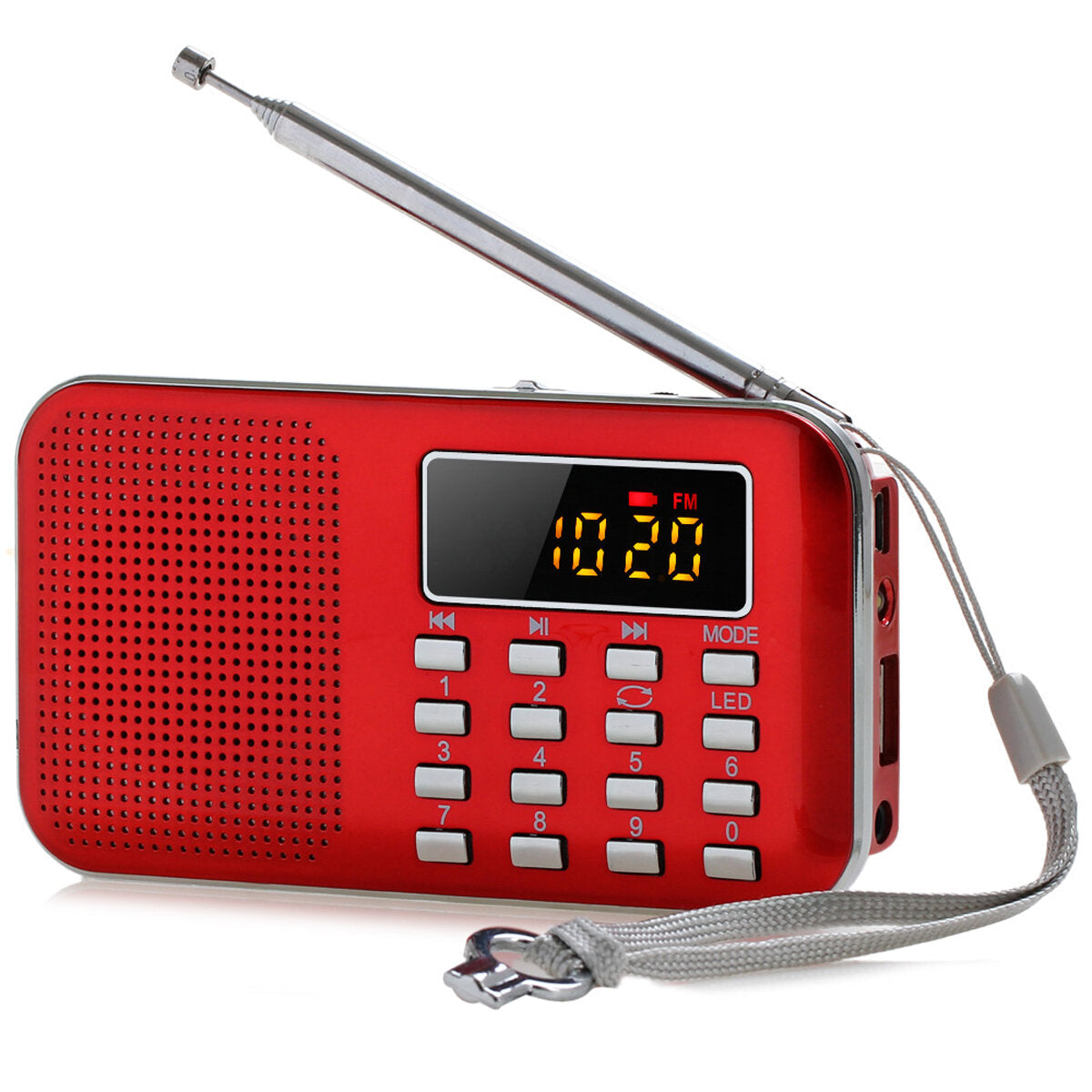 FM AM Radio Digital LCD Supper Bass Mini Speaker AUX USB TF LED Light