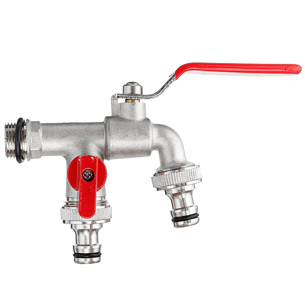 4 Type 1/2 3/4 Inch Brass Water Tank Adapter Double Head Tap Outlet Replacement Valve Fitting for Garden Connector