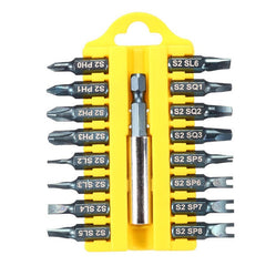 17Pcs 1/4 Hex Shank Screwdriver Bits Set Square Phillips Slotted U Screwdriver Bits