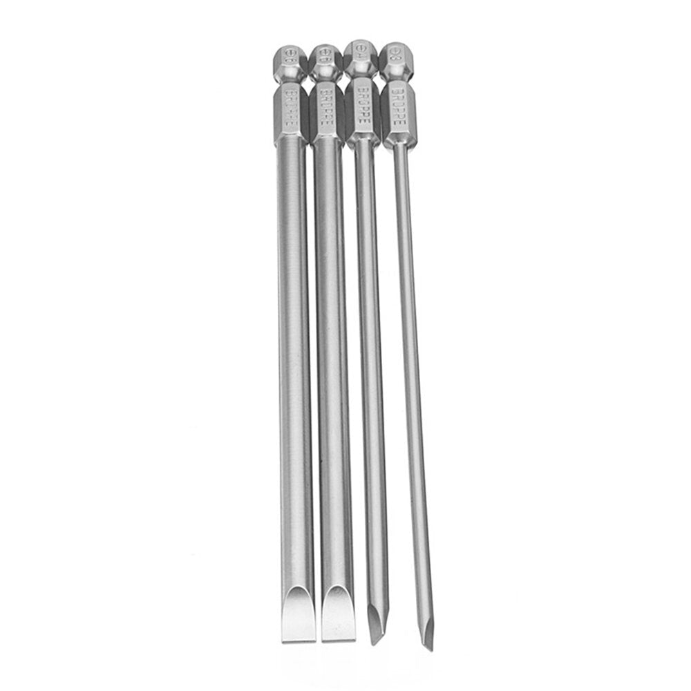 8Pcs 150mm S2 Alloy Steel SL2-SL6 Magnetic Flat Head and Cross Head Screwdriver Bits 1/4 Inch Hex Shank