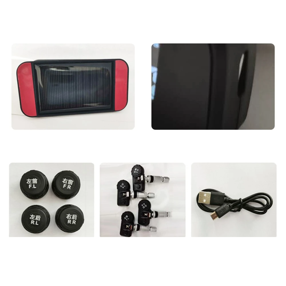 Car TPMS Tire Pressure Monitoring System Wireless Solar Charging Alarm