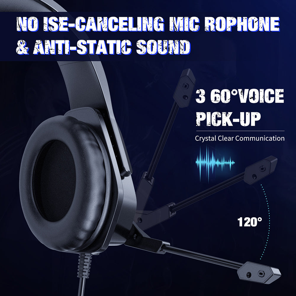 Gaming Headset 40mm Drive Unit LED Light Noise Reduction Microphone 360 Adjustable Mic Headphone for Xbox for PS4 PC Phone