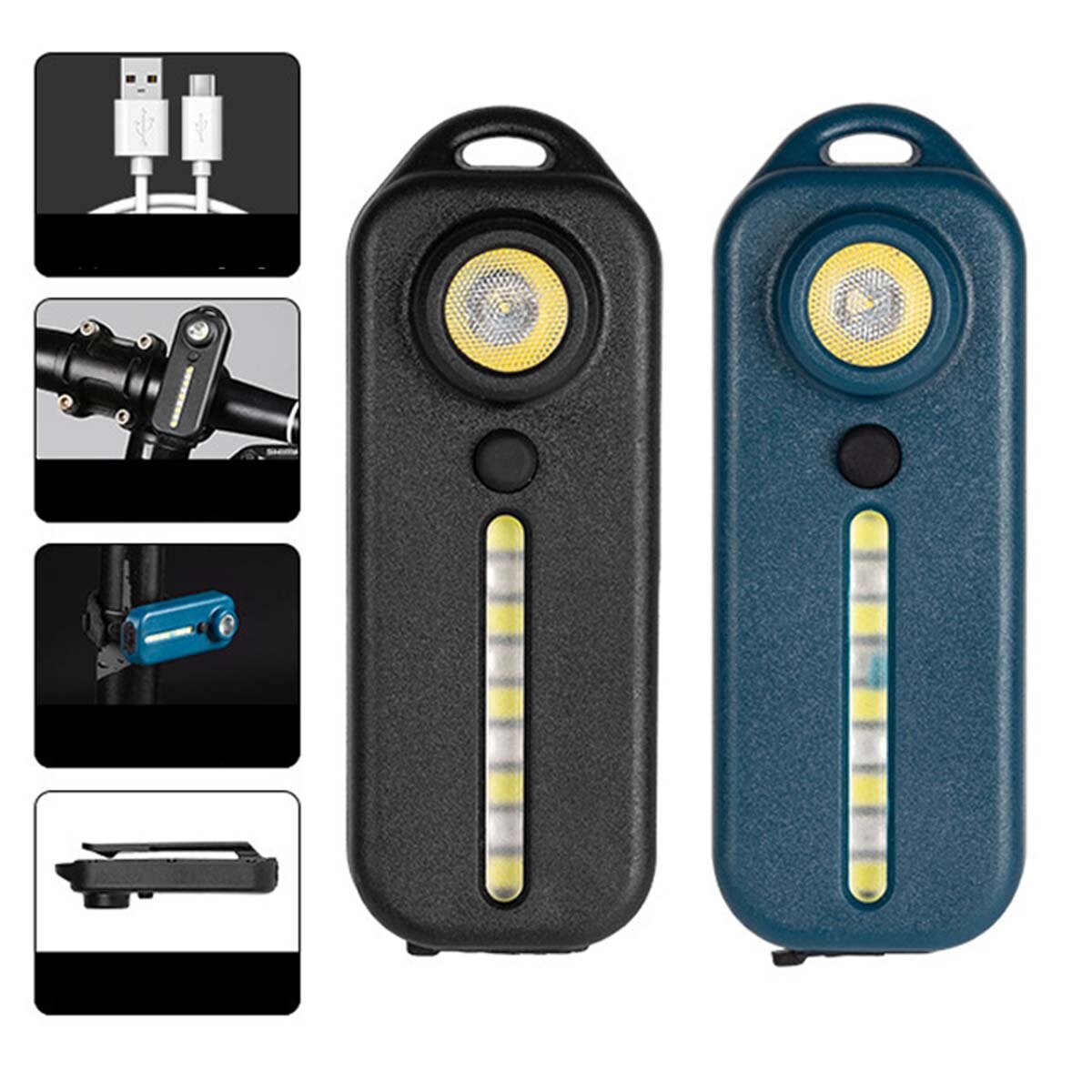 Multifunction Red&Blue Warning Light USB Charging Bicycle Tail Light LED Waterproof Police Shoulder Clip Light Helmet Lamp