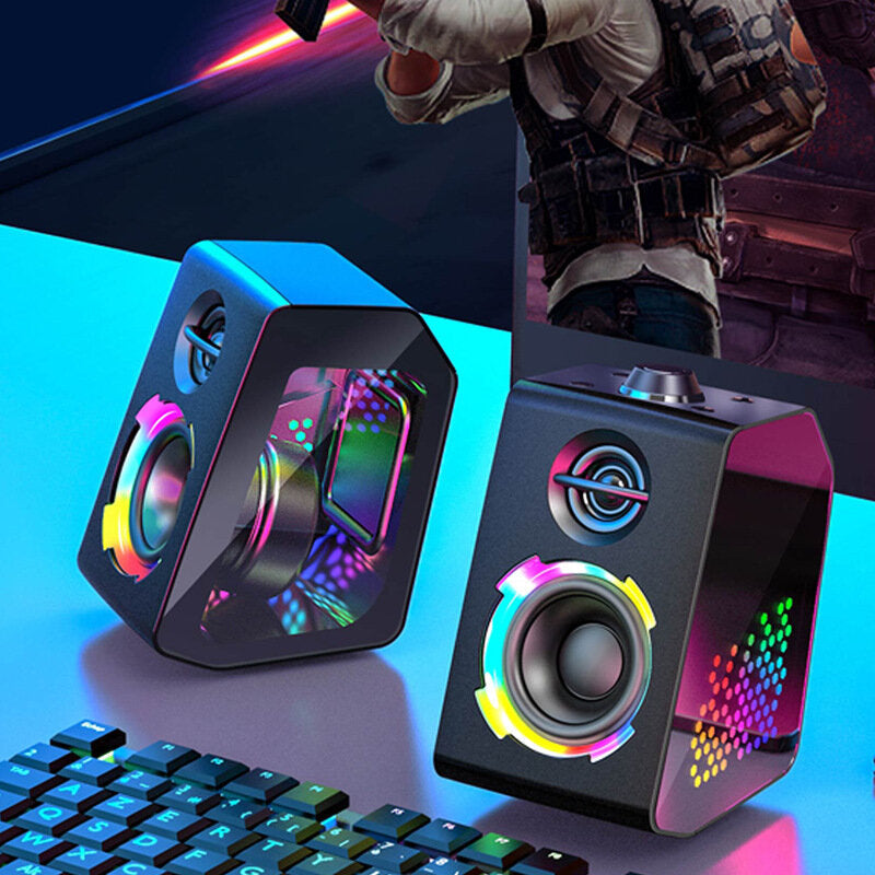 Bluetooth Speaker RGB Lighting Game Desktop Dual Speaker Surround Bass Stereo Support USB TF Card AUX Subwoofer