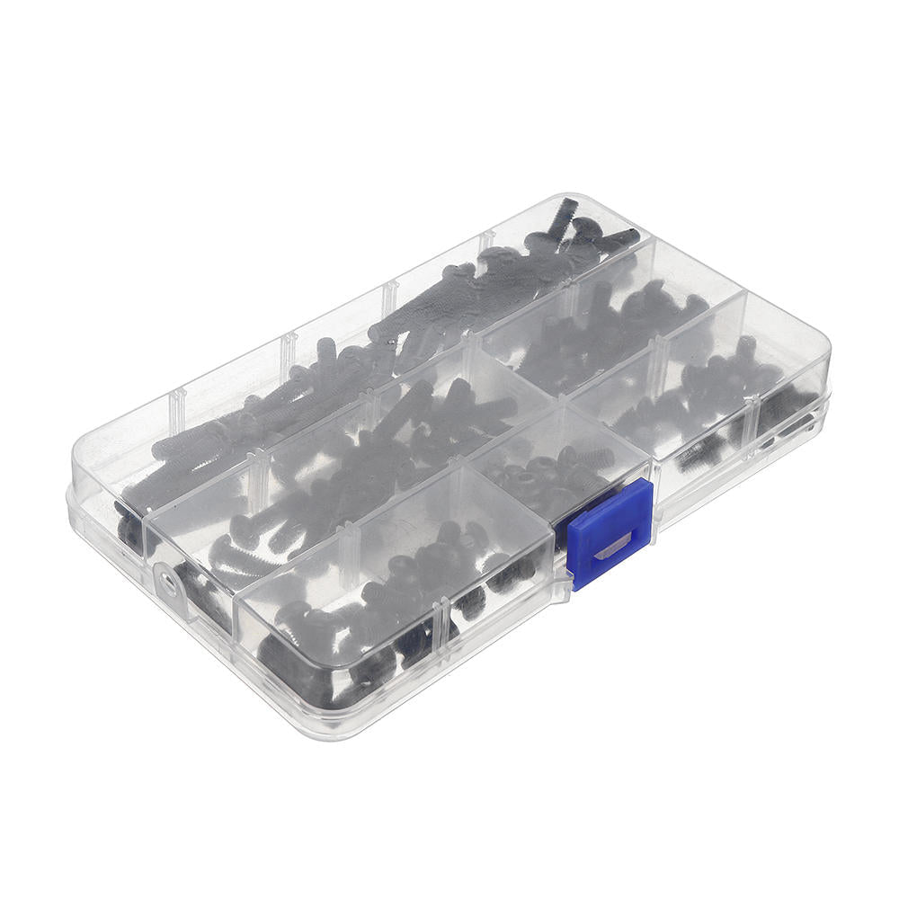 140Pcs M5 10.9 Grade Carbon Steel Hex Socket Button Round Head Screw Bolt Assortment