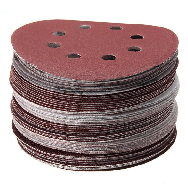 60Pcs 5 Inch 8-hole Hook Loop Sanding Discs Sandpaper 60/80/120/180/240/320 Grit