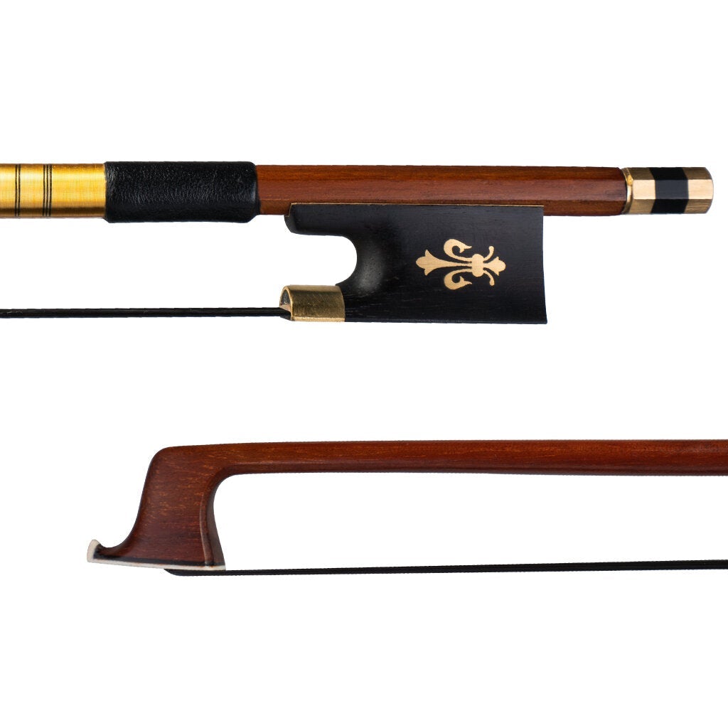 Bow 4/4 Size Violin Bow Round Stick Lizard Skin Grip Black Horsehair W/ Ebony Frog Violin/ Fiddle Bow