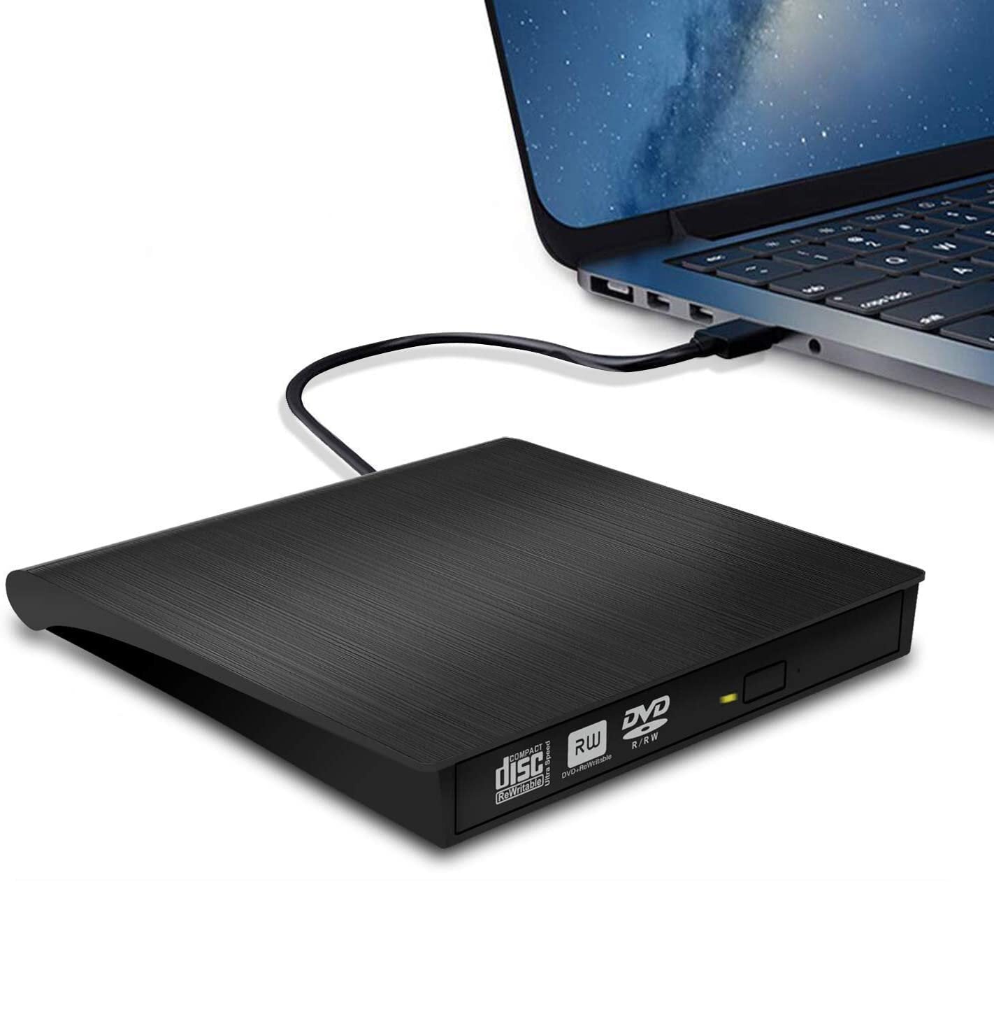 USB3.0 External Optical Drive Slim USB CD DVD Burner DVD-RW Player Writer Support 2MB Data Transfer for PC Laptop Computer