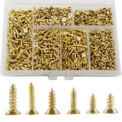 1080pcs M2 M2.5 M3 Phillips Screws Gold-plated Copper Cross Countersunk Flat Head Tapping Screws Assortment Kit