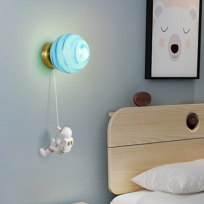 Moon Wall Lamp Modern Simple Creative Astronaut Cartoon Wall Lights 3-Level Dimming Suitable For Children's Room