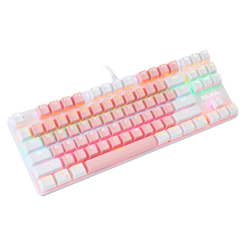 Wired Mechanical Gaming Keyboard 87 Keys Swtich Hot Swappable Dual Color Design With LED Lighting Effect For Gaming Office