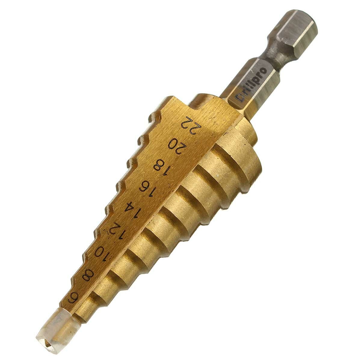 4-22MM Hex Titanium Step Cone Drill Bit Hole Cutter HSS 4241