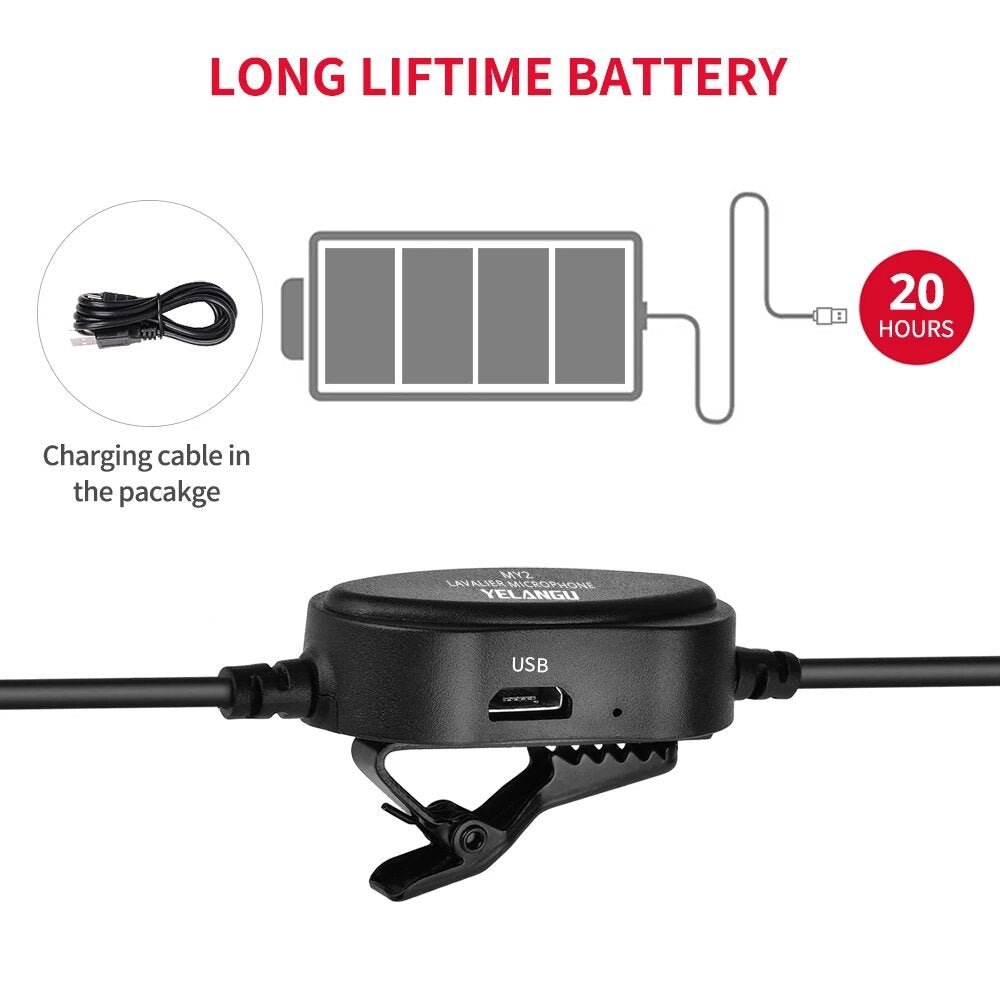 Professional Lavalier Microphone Portable Recording Omni-directional Condenser Interview Mic with 6.5mm Adapter for Smartphone DSLR Camera