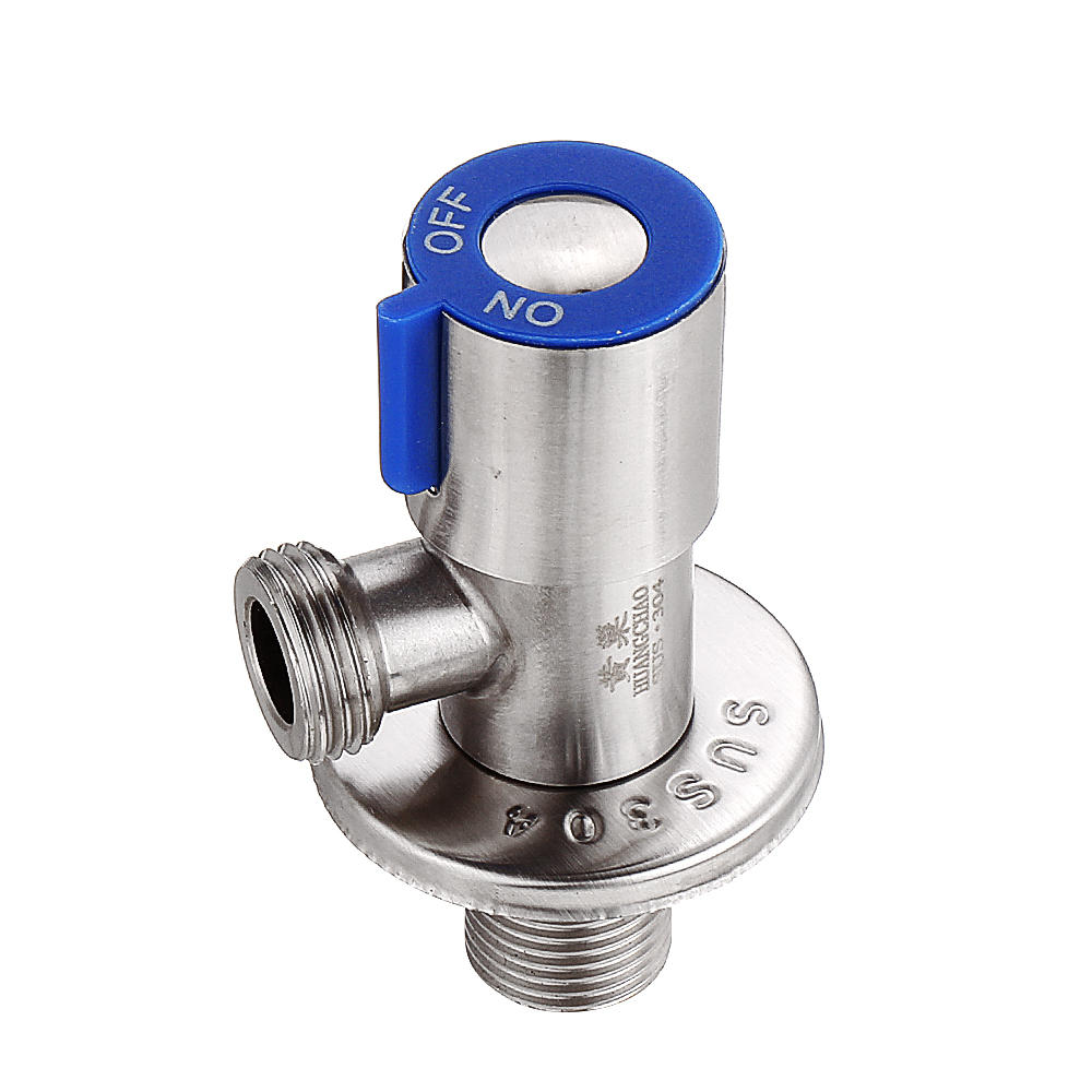 Stainless Steel Brushed Hot & Cold Water Triangle Valve G1/2 Thread Angle Valves w/ Rotatable Switch for Toilet Sink Heater