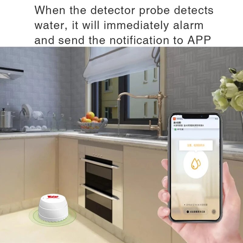 Wifi Water Detector Leakage Sensor Flooding Alarm Sensor APP Remote Control