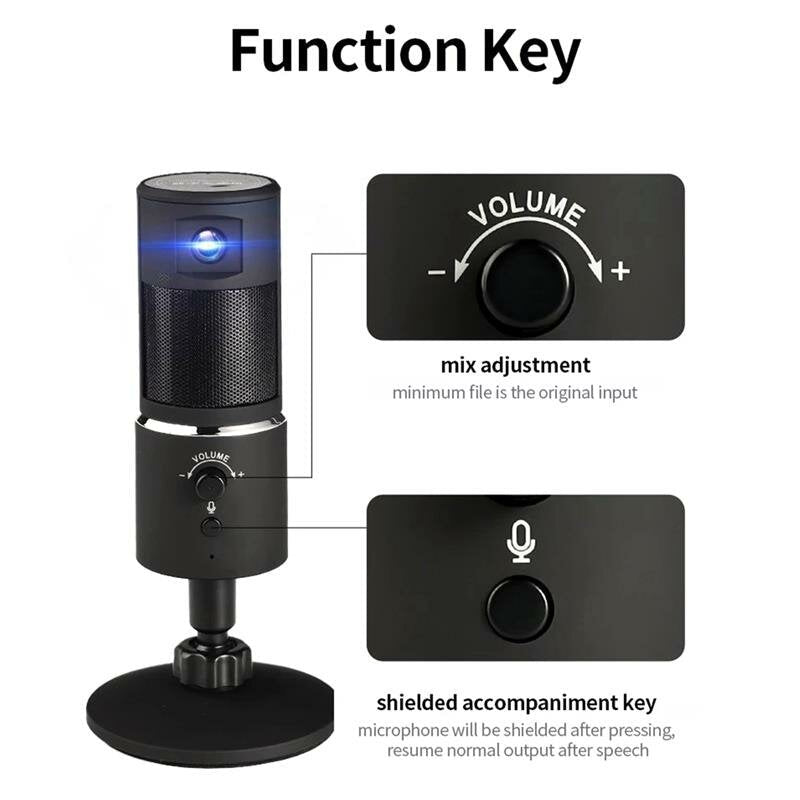 Digital Video Microphone Condenser Recording with 1080P Camera Webcam Hi-Fi Stereo Bluetooth