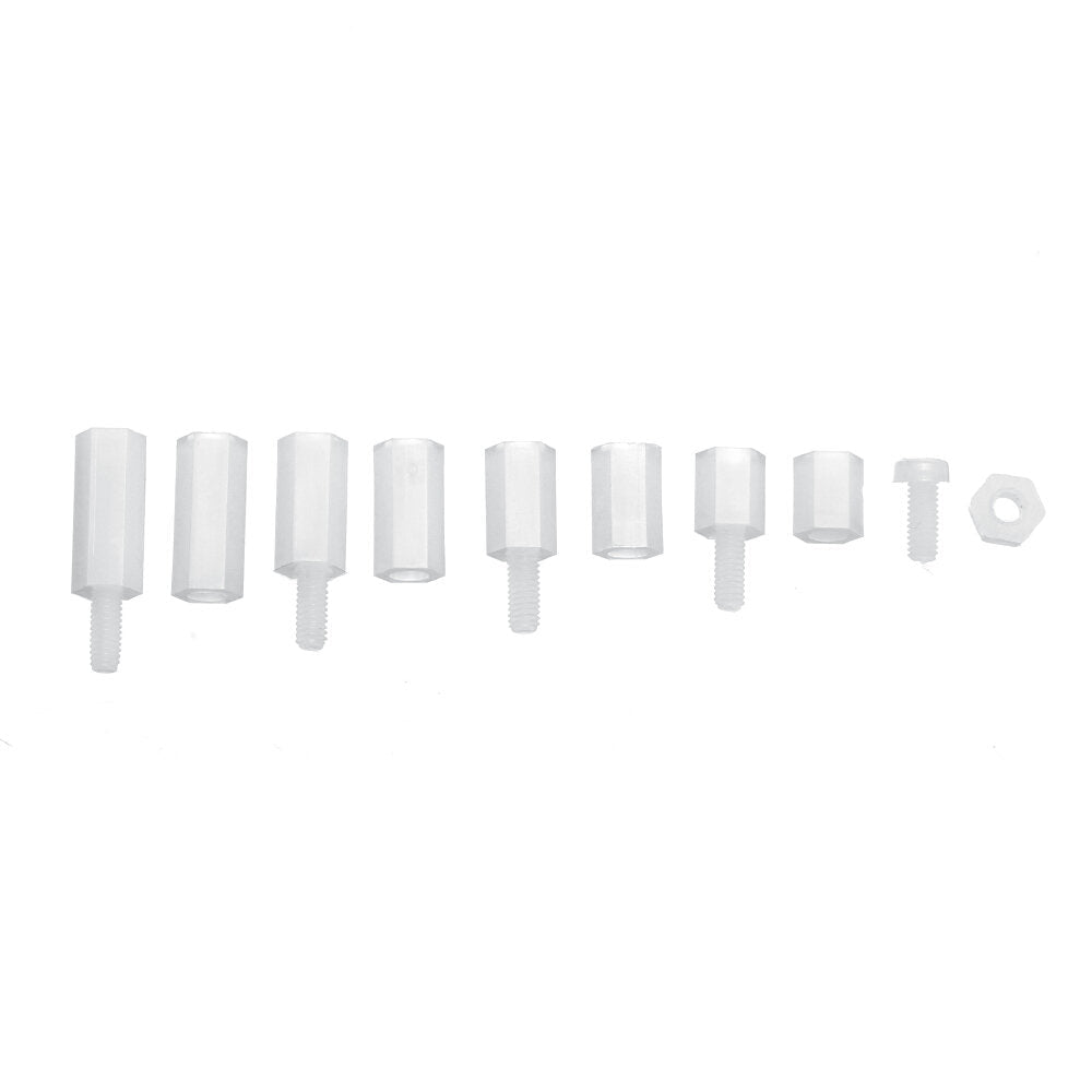 300Pcs Nylon Screw White/Black Hex Screw Nut PCB Standoff Spacer Assortment Kit