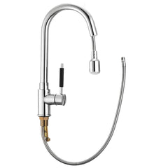 Kitchen Basin Sink Pull Out Faucet Swivel Spout Spray Hot&Cold Water Mixer Tap with LED light