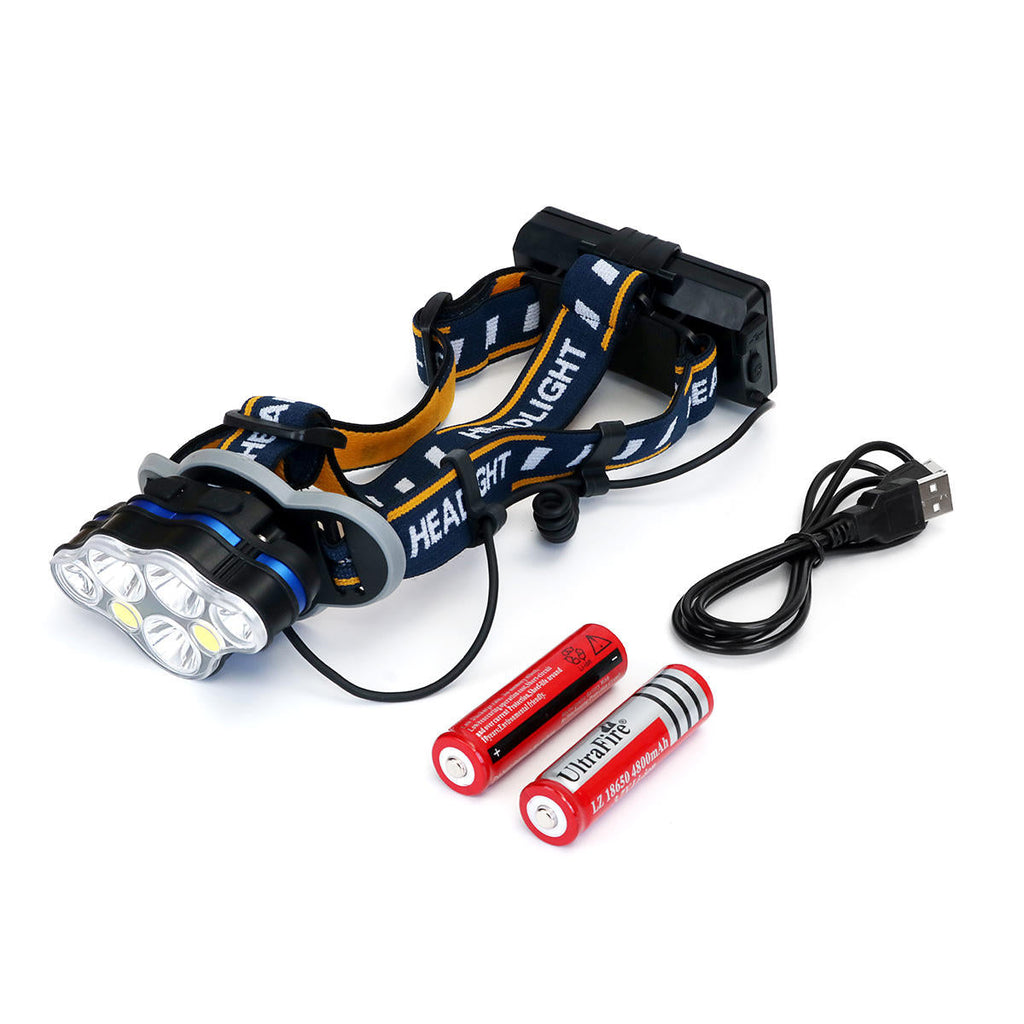 1900LM 3*T6+2*XPE+2*COB 8 Modes Bicycle Headlamp With 2*18650 Battery USB Interfaceamp