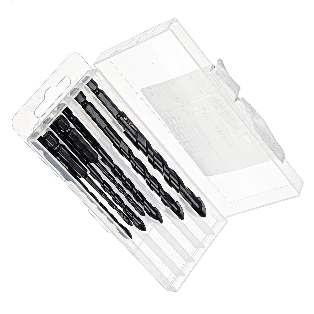 7Pcs 4 Flutes Masonry Drill Bits Tungsten Carbide Tip Ceramic Concrete Bit Set For Glass Tile Brick Plastic and Wood Wall Mirror