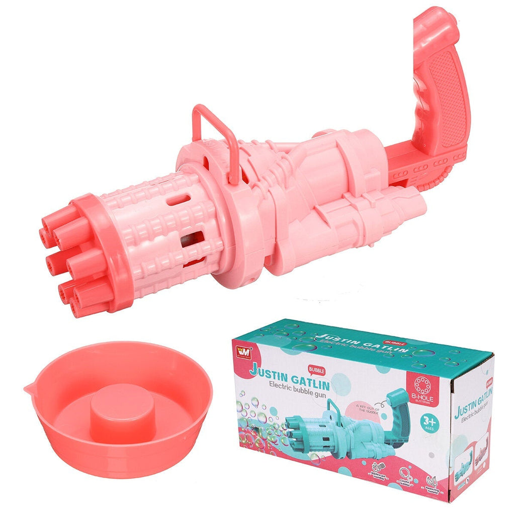 2 IN 1 Multi-color Electric Bubble Machine Maker & Mini Fan One Key 8-hole Output Toy for Kids Play Gift