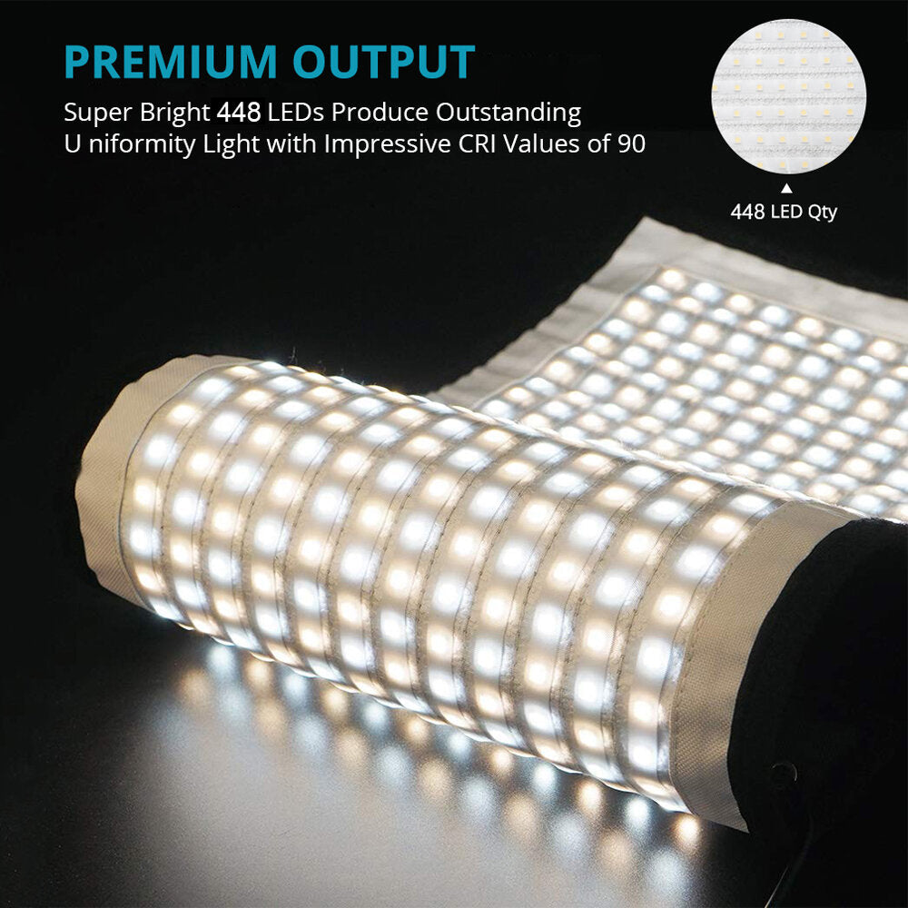 Bi-Color Flexible LED Light Protable 3200K 5500K 448pcs LEDs with 2.4G Remote Contol for Photography Shooting Interview Fill Light
