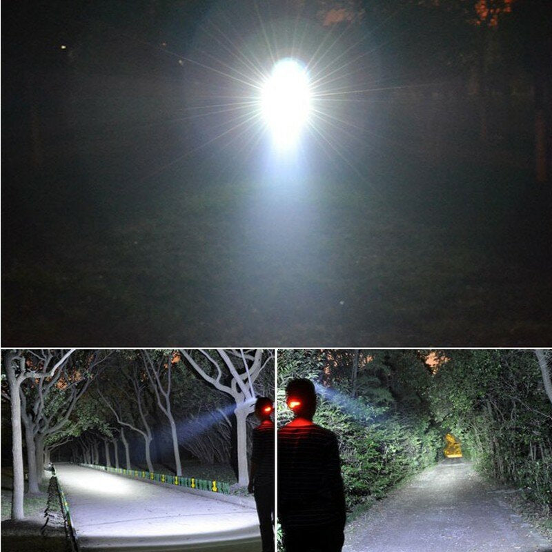 Super Bright LED Headlamp Zoomable Super Bright Flashlight 4 Mode Rechargeable for Outdoor Hiking Camping Electric Bike Scooter Motorcycle