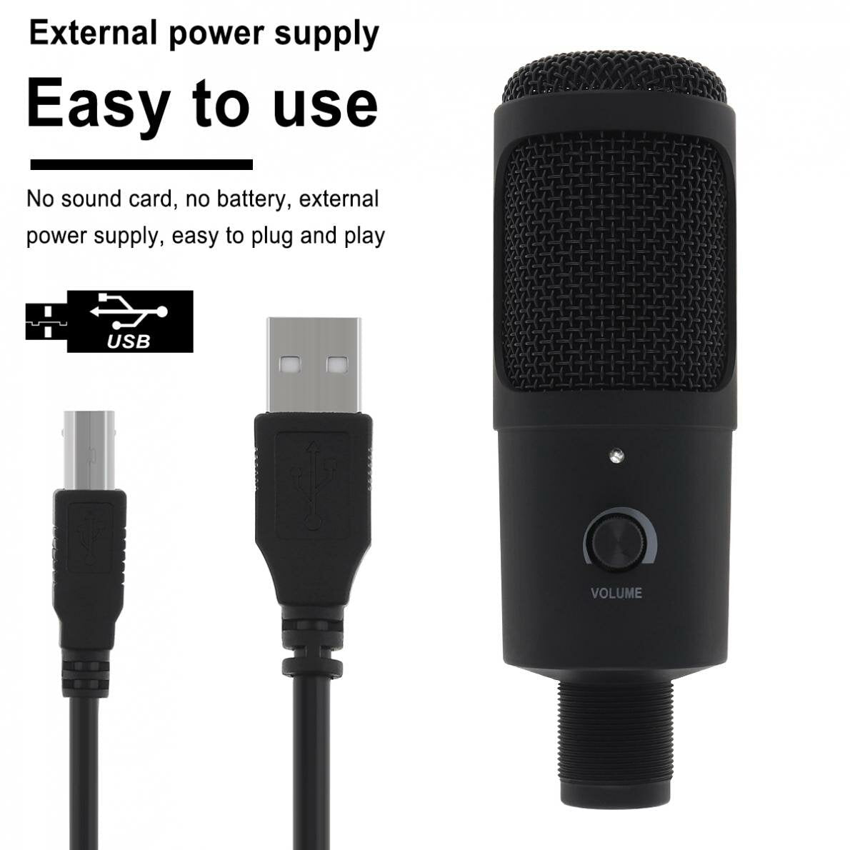 Metal USB Condenser Microphone Recording for Laptop Computer Windows Cardioid Vocals Voice Live / Video