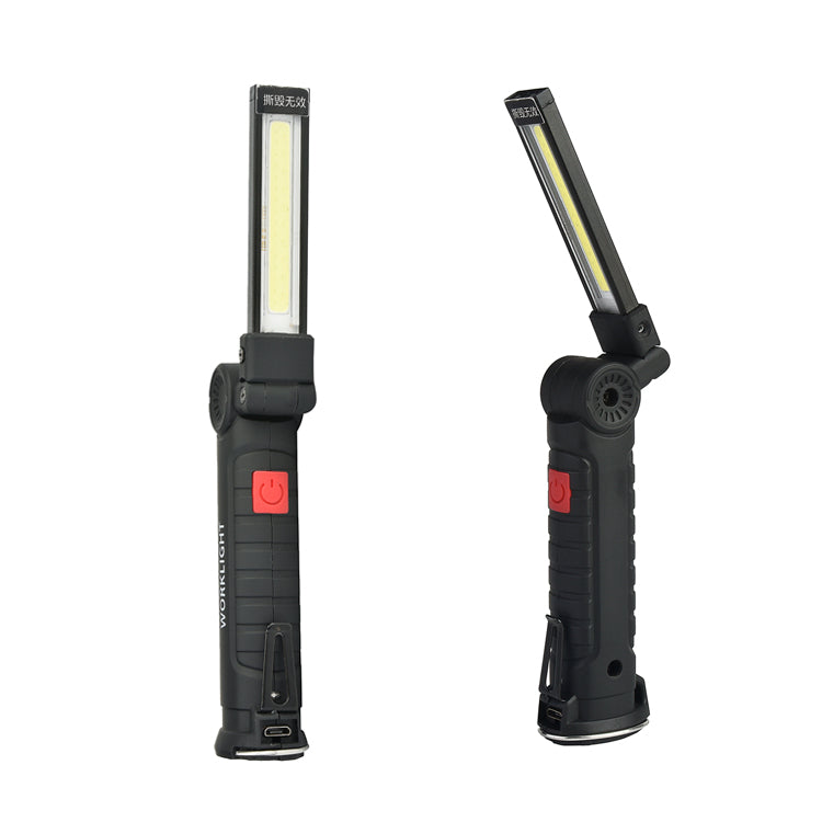 360Degree Rotation USB Rechargeable COB+LED Emergency Worklight with Magnetic Tail Flashlight